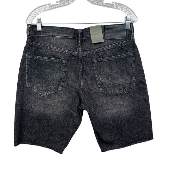 AllSaints Switch Jean Shorts‎ Skinny Flat Front Raw Hem Button Fly Black Men W30 - Picture 5 of 7